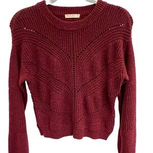 Marine Layer Maroon Chevron Knit Crew Neck Sweater